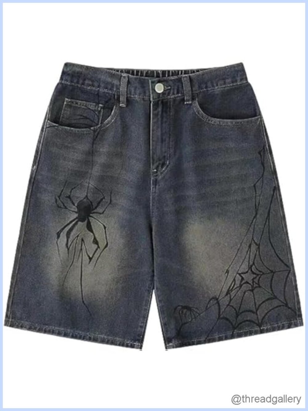 Baggy Vintage Acid Wash Jean Shorts Wide Leg Y2K Streetwear